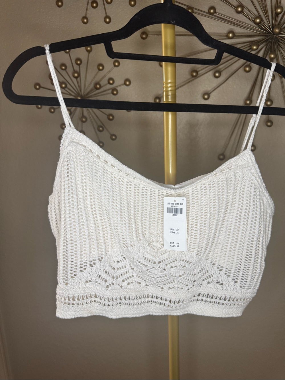 Abercrombie & Fitch White Crochet Crop Camisole